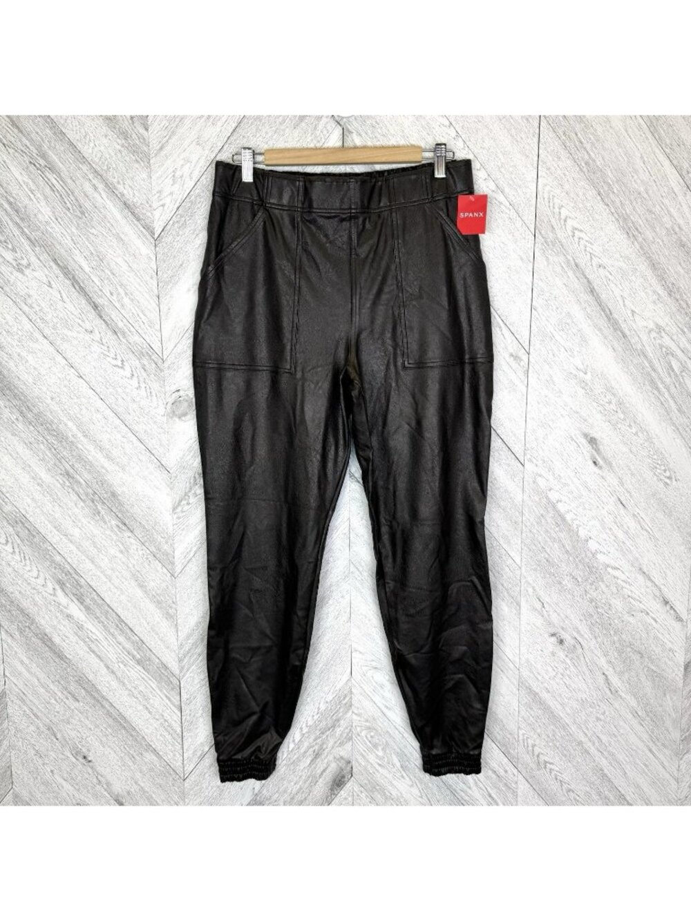 Spanx Faux Leather Like Jogger Pants Womens Size XL Black Pull On NWT NEW - Picture 1 of 7